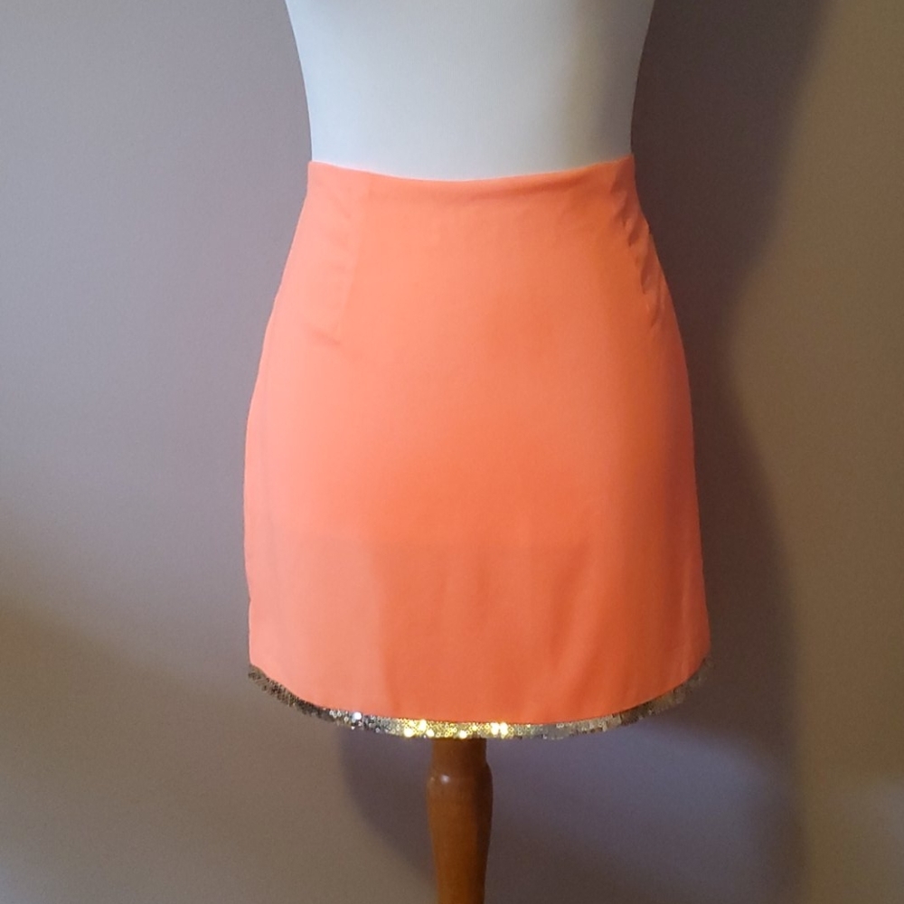 Neon Pink and Sequin Mini Skirt